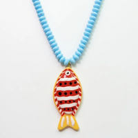 Orange fish + blue bead necklace
