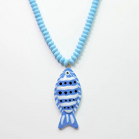 Blue fish + blue bead necklace