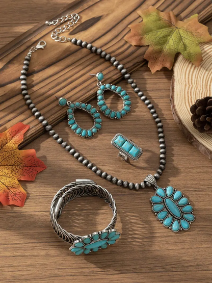 4pc Boho Vintage Turquoise Jewelry Set