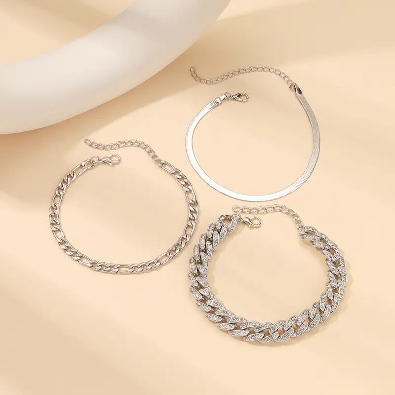 3pc Chunky Anklet Set