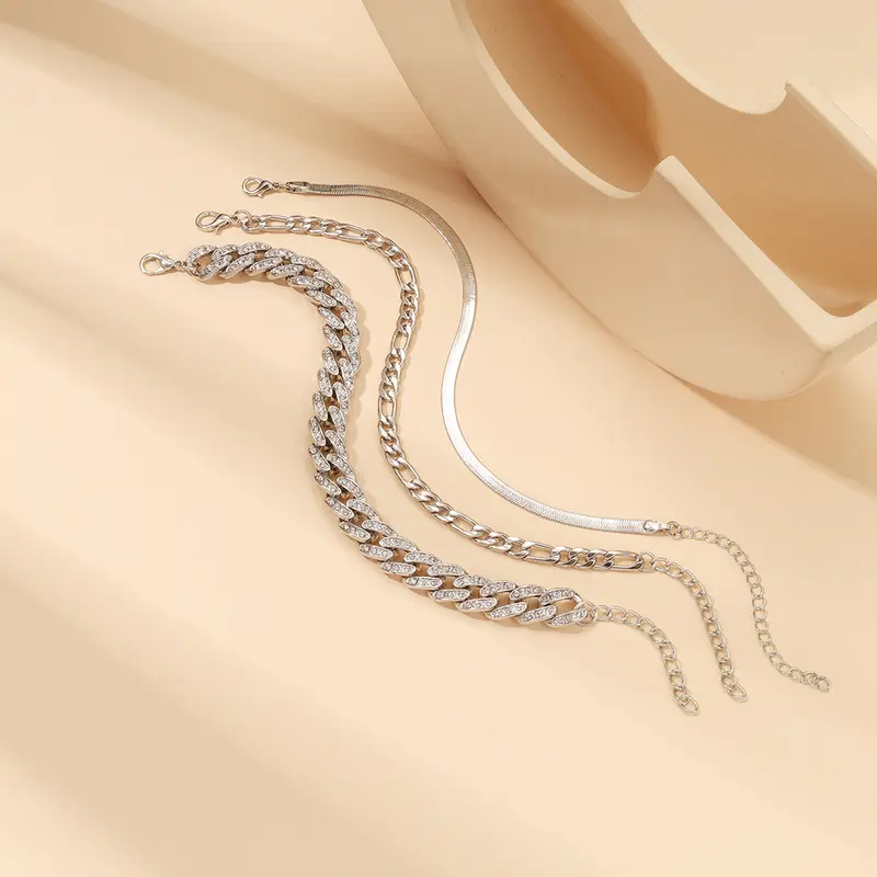 3pc Chunky Anklet Set