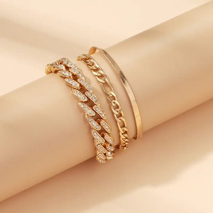 3pc Chunky Anklet Set