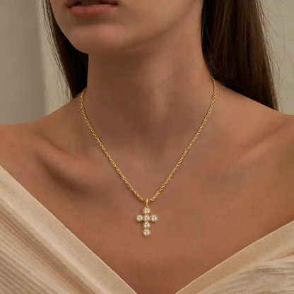 Twisted Rope Cross Necklace