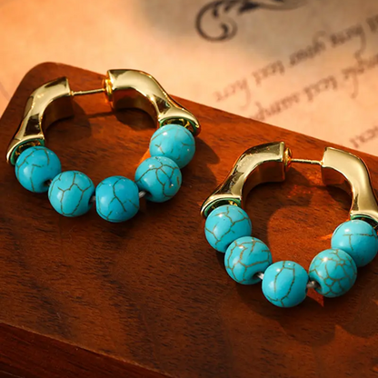 Turquoise Beaded Hoop Earrings