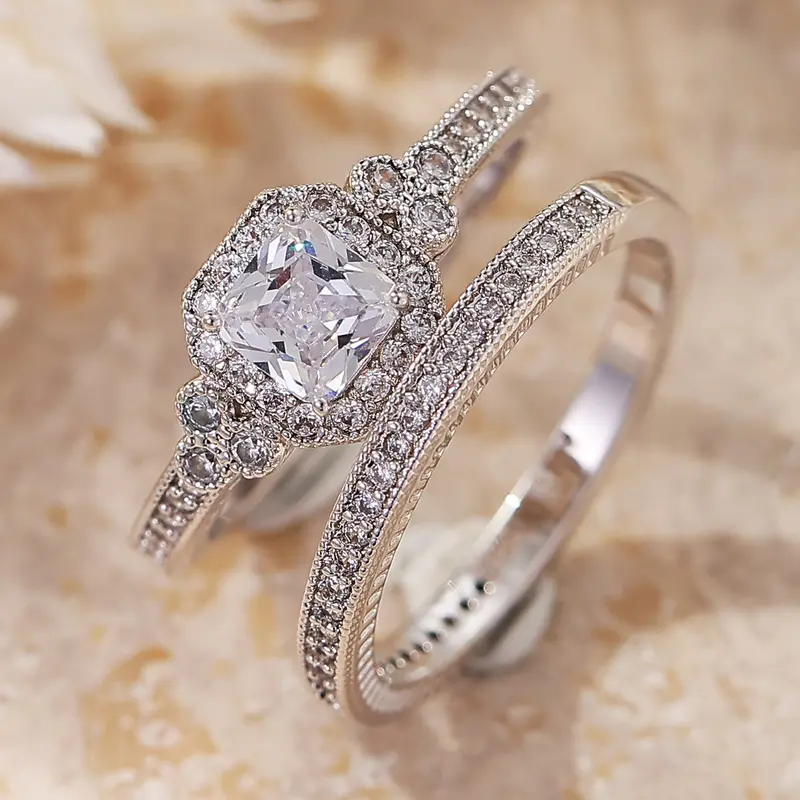 2pc Halo Ring Set
