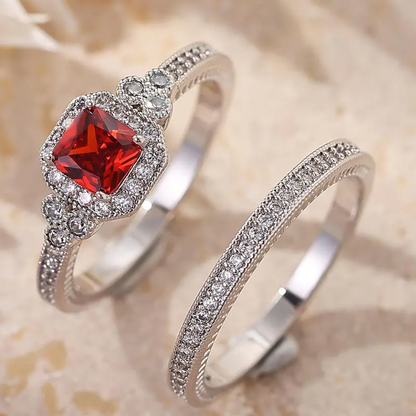 2pc Halo Ring Set