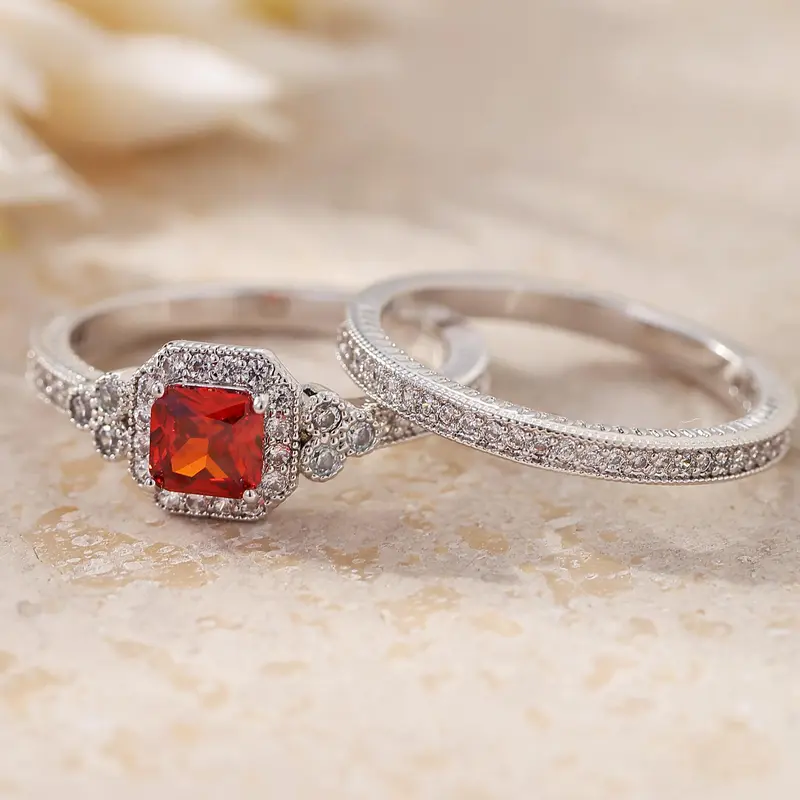 2pc Halo Ring Set