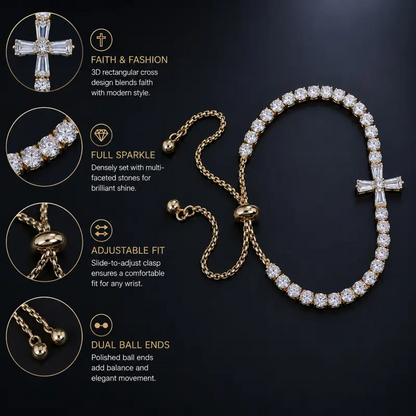Dainty Stone Cross Bracelet