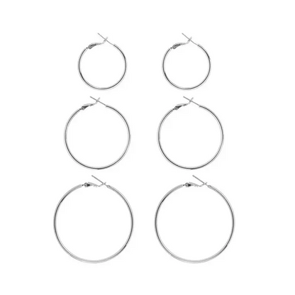 3 Pair Big Hoop Earrings