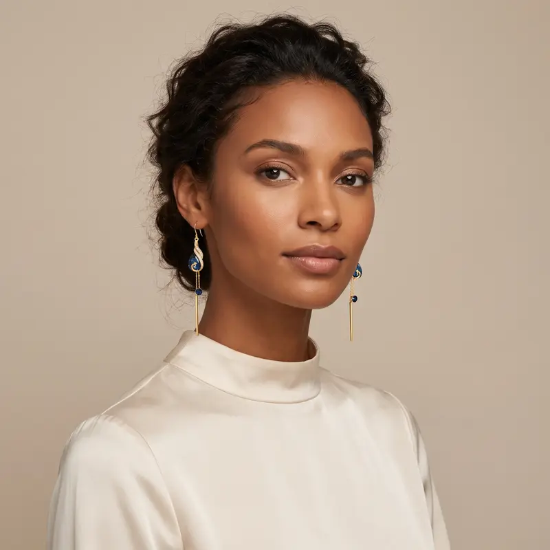 Blue Crystal Phoenix Earrings
