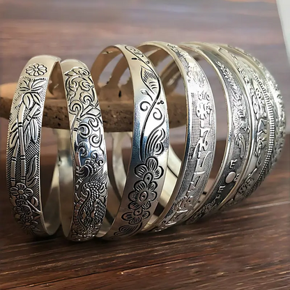 10pc Vintage Chinese Cuff Bangle Set