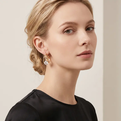 Double Loop Zircon Earrings