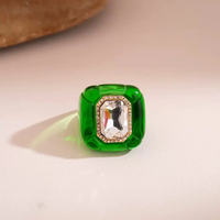 White Diamond Green Ring