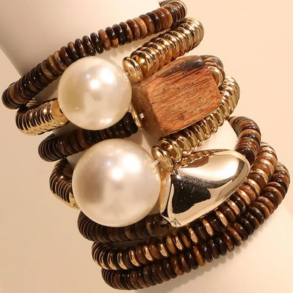 7pc Exaggerated Pearl Beaded Bracelet Set