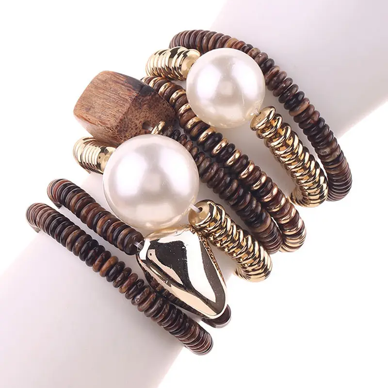 7pc Exaggerated Pearl Beaded Bracelet Set
