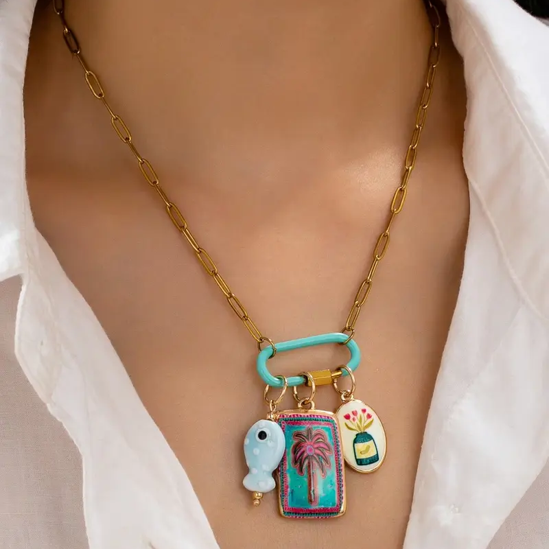 6pc Summer Carabiner Necklace