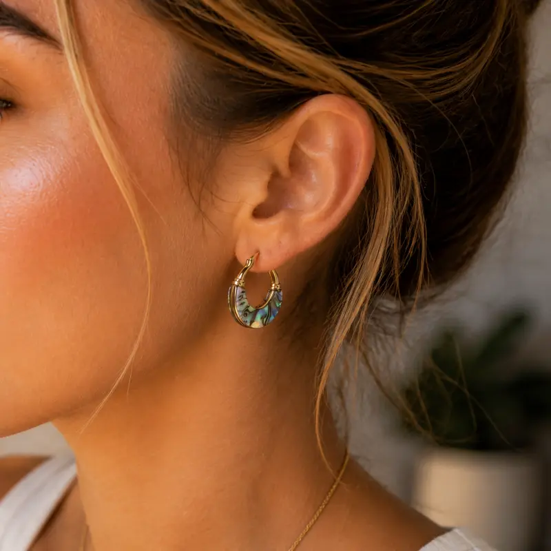 Abalone Shell Hoop Earrings