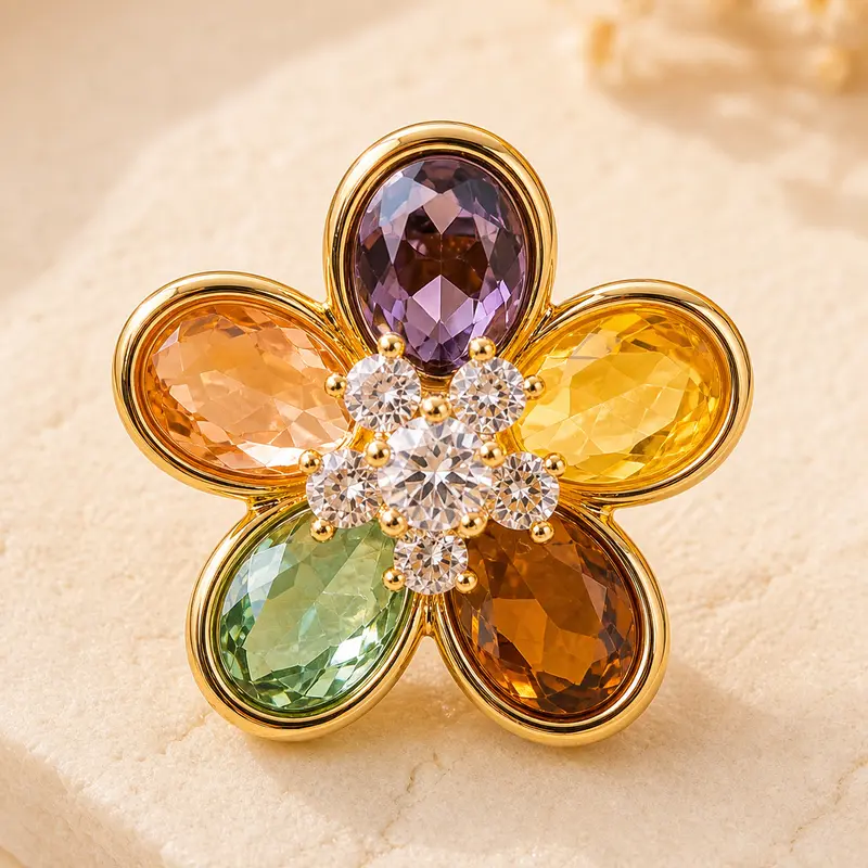 Colorful Floral Crystal Stud Earrings