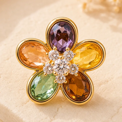 Colorful Floral Crystal Stud Earrings