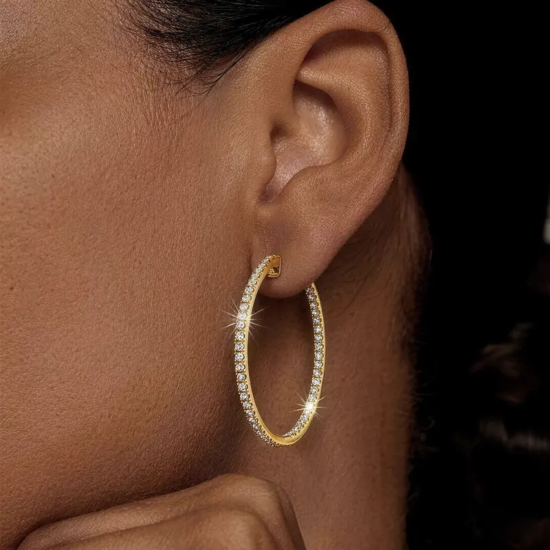 Sparkling Oval Hoop Earrings
