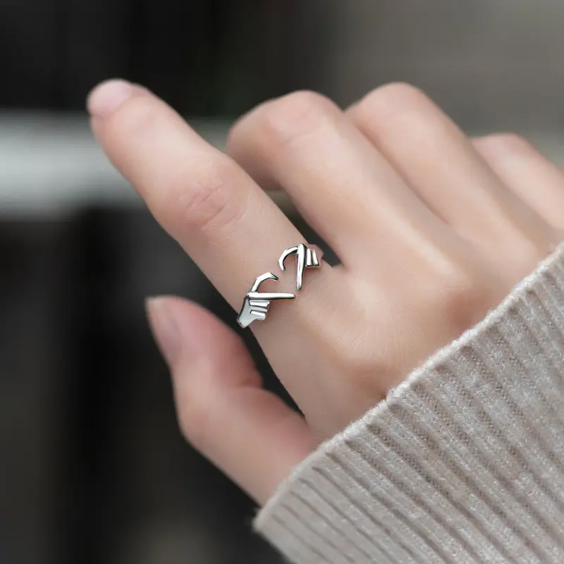 Adjustable Hand Heart Ring