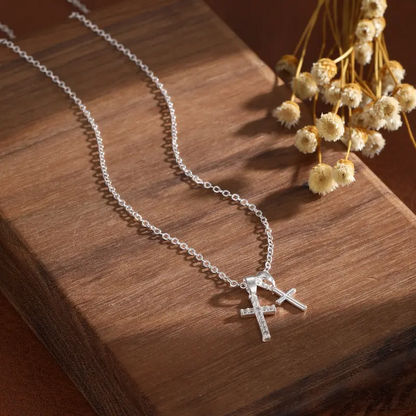 Dainty Double Cross Necklace
