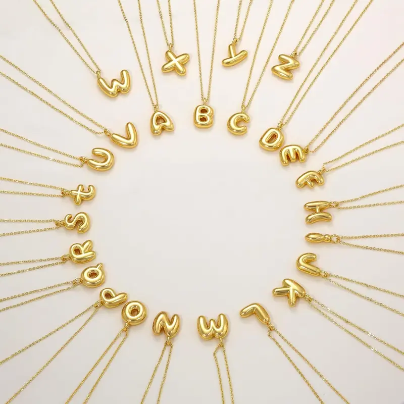 2pc Initial Bubble Necklace Set