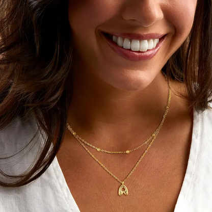 2pc Initial Bubble Necklace Set
