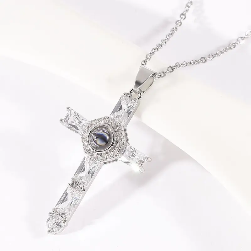 Lord's Prayer Cross Projection Necklace