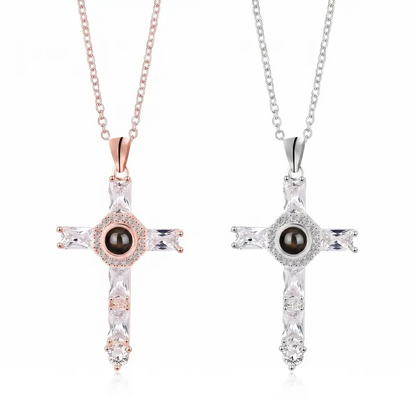Lord's Prayer Cross Projection Necklace
