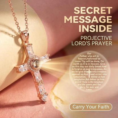 Lord's Prayer Cross Projection Necklace