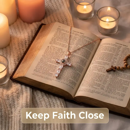 Lord's Prayer Cross Projection Necklace