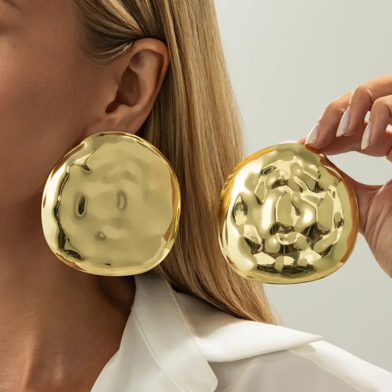 Irregular Round Hammered Earrings