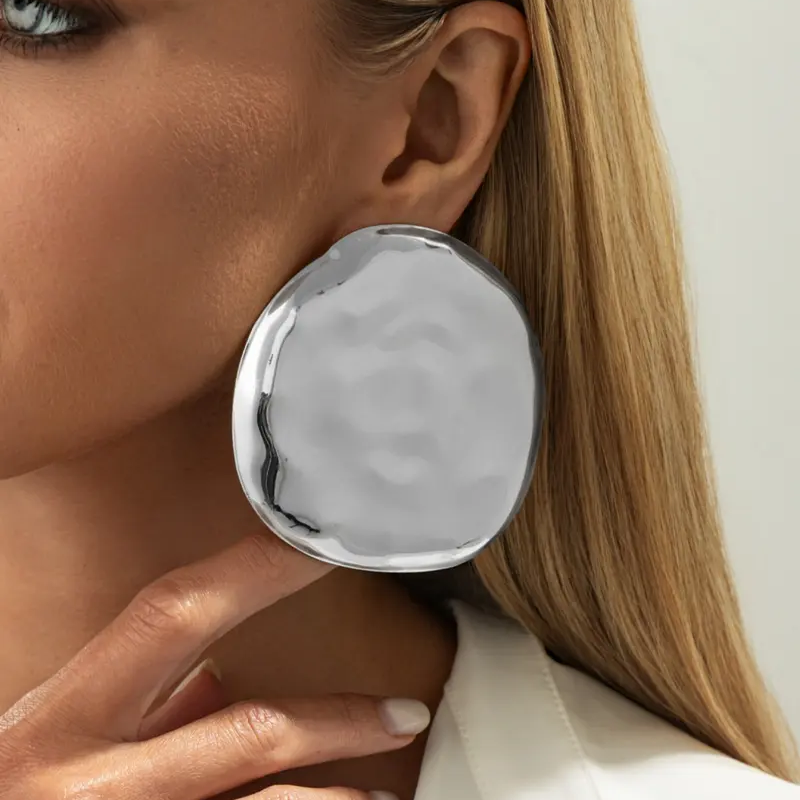 Irregular Round Hammered Earrings