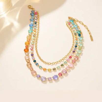 Three Layered Multicolor Statement Necklace
