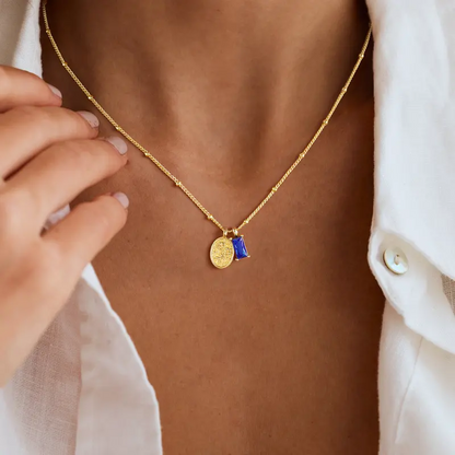 Birthstone Birth Flower Necklace