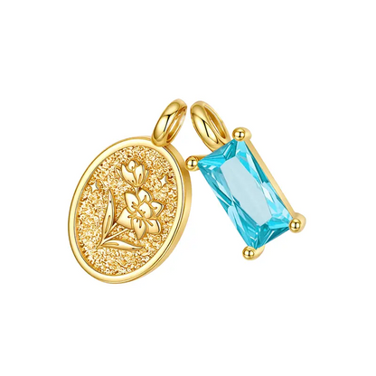 Birthstone Birth Flower Necklace
