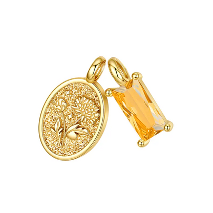 Birthstone Birth Flower Necklace