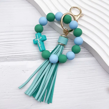 Cross Beaded Keychain