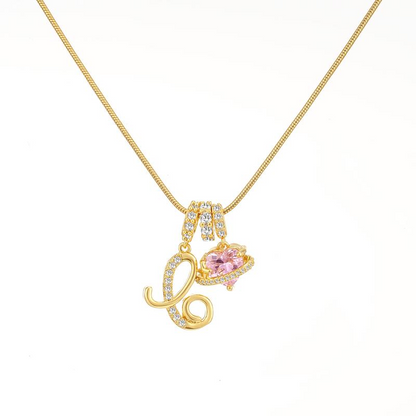 Initial Heart Charm Necklace