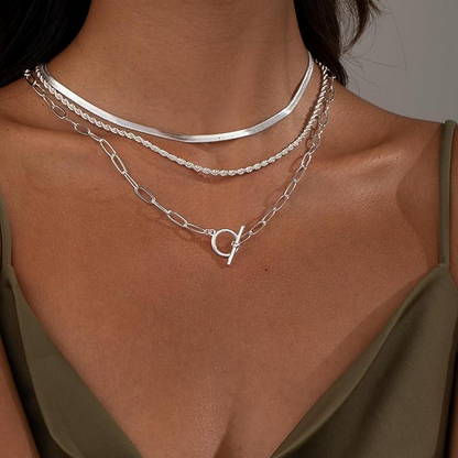 3pc Layered Toggle Necklace Set