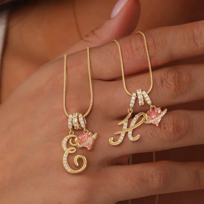 Initial Heart Charm Necklace