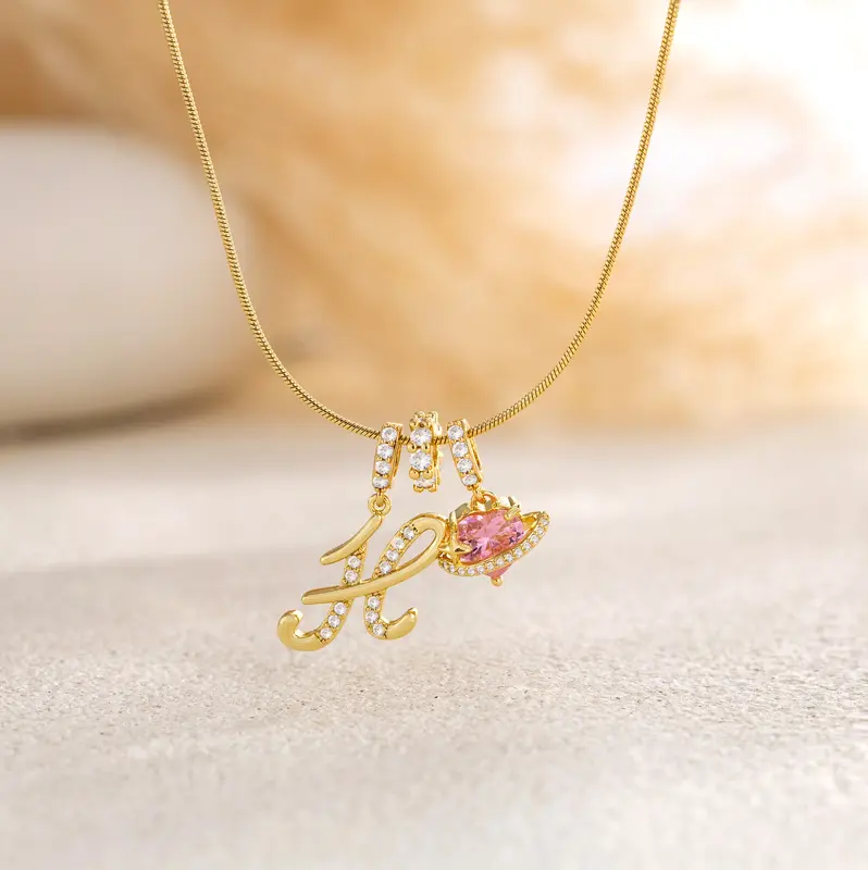 Initial Heart Charm Necklace