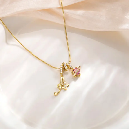 Initial Heart Charm Necklace