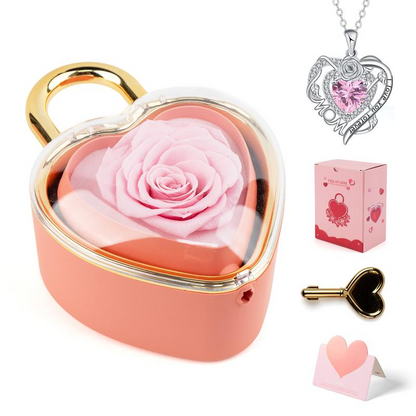 Heart Necklace With Rose Jewelry Box