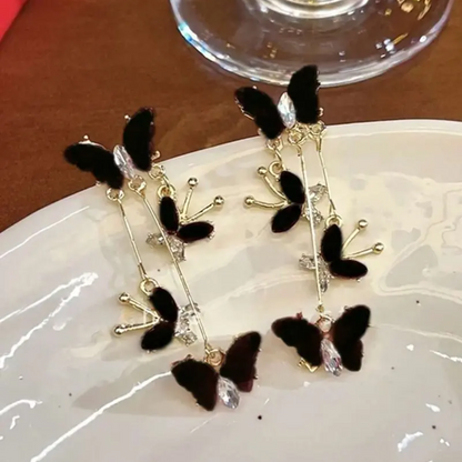 Black Butterfly Tassel Earrings