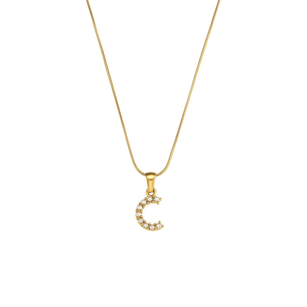 Pearl Letter Initial Necklace