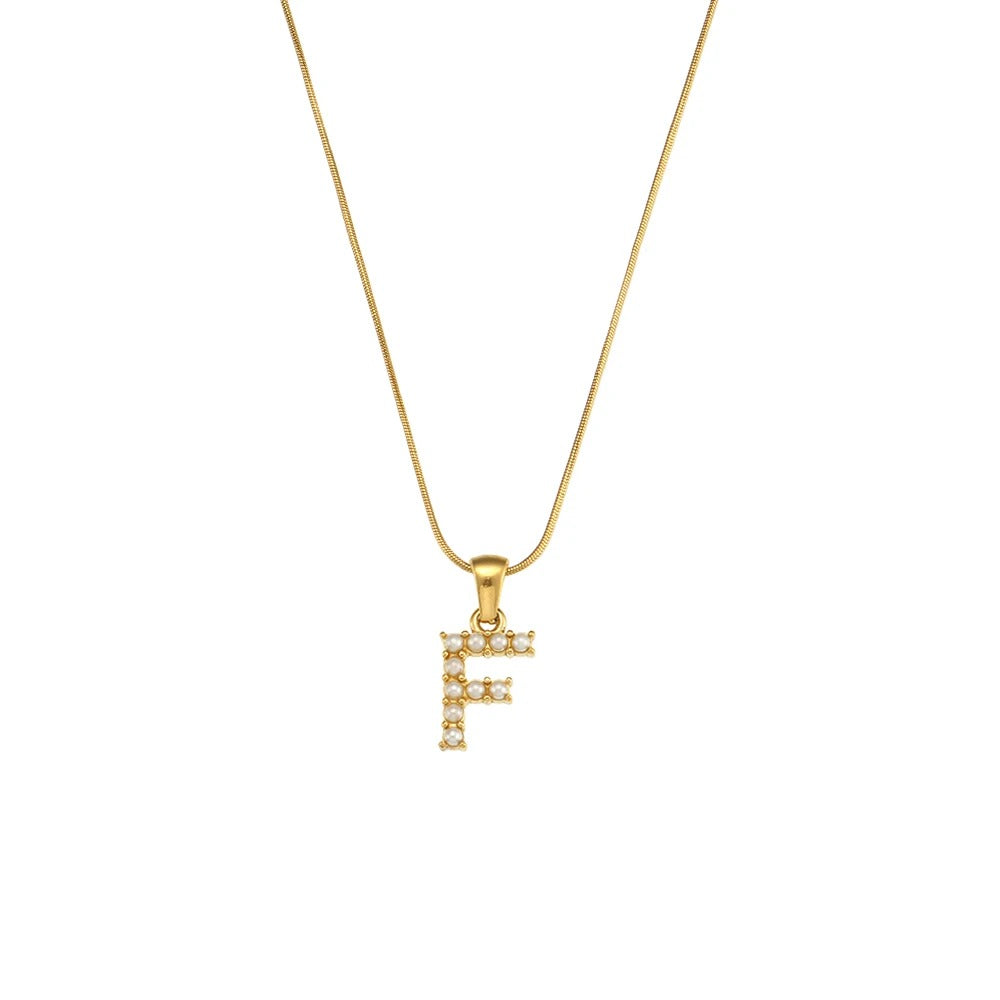 Pearl Letter Initial Necklace