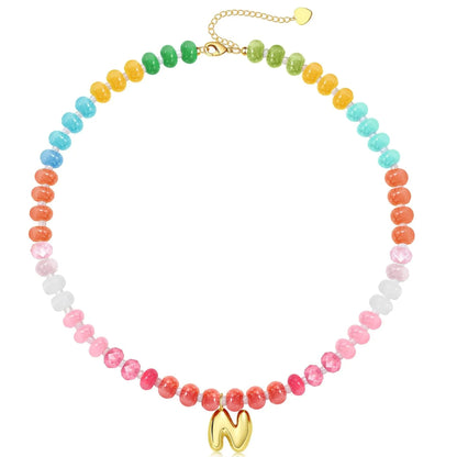 Initial Natural Stone Necklace