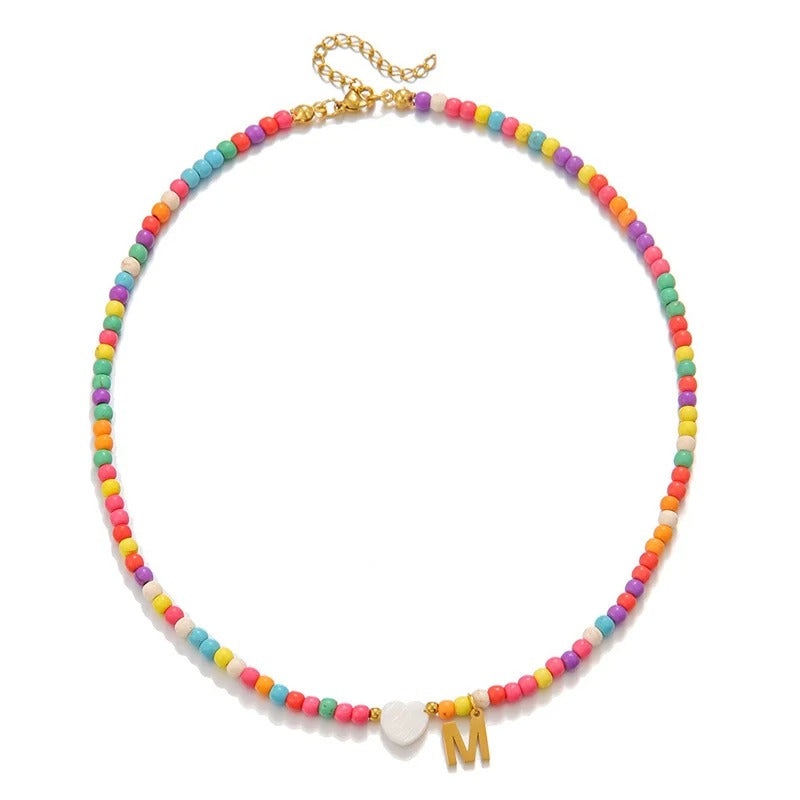 Colorful Initial Heart Necklace